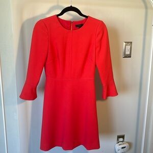 J.Crew Size 00 Bell Sleeve Crepe Midi Dress Coral Papaya